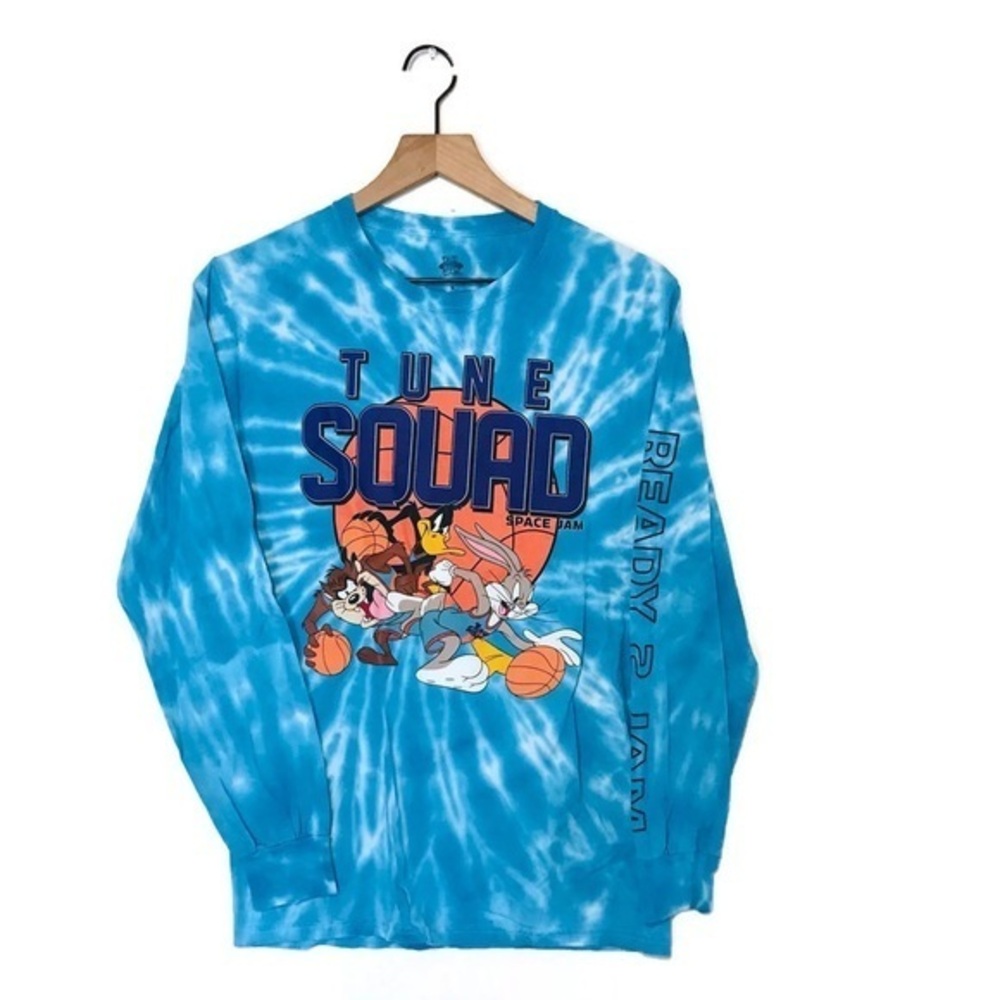 Space Jam Blue Tie-Dye Tune Squad Long Sleeve Crew Neck Shirt Women’s size Small